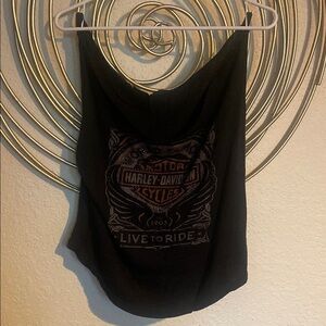 Harley-Davidson Black Graphic Crop Tank Top